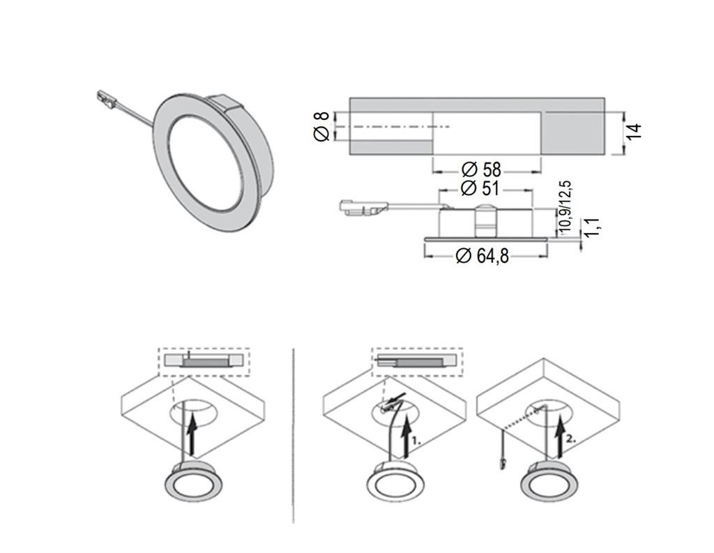 LED CHIP 58RST,4000K,12VDC,4W