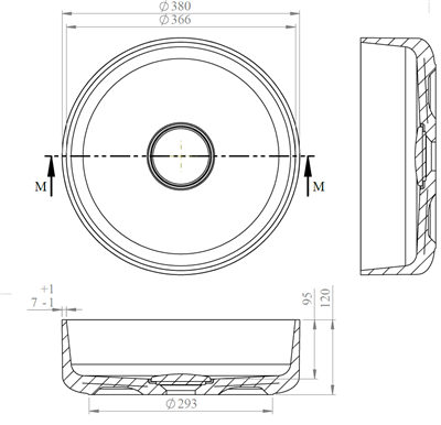 SURFACE BASIN ROUND WHITE MAT/BLACK GLOSSY (9) INCL. SIPHON
