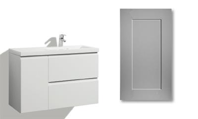 LOMIA SINK CABINET 90CM SIRENA GREY DOOR, 2 DRAWERS, 1 DOOR, SINK ON LEFT SIDE, COLLECTED