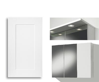 MIRROR CABINET 90CM SIRENA WHITE DOOR, 2 MIRROR DOORS, LIGHT PANEL LED ROUND, RIGHT, COLLECTED