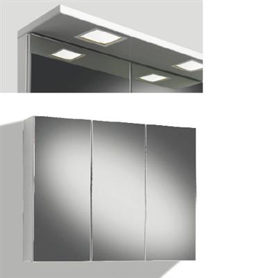 MIRROR CABINET 90CM WITH MIRROR DOORS, LIGHT PANEL LED ROUND, LEFT