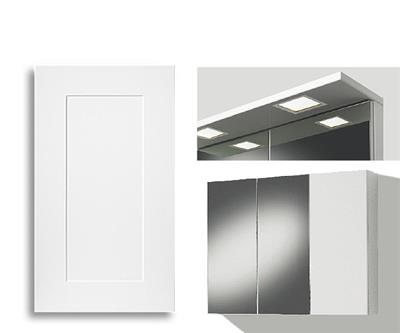 MIRROR CABINET 90CM SIRENA WHITE DOOR, 2 MIRROR DOORS, LIGHT PANEL LED SQUARE, RIGHT, COLLECTED