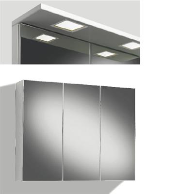 MIRROR CABINET 90CM WITH MIRROR DOORS, LIGHT PANEL LED SQUARE, LEFT