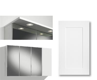 MIRROR CABINET 120CM SIRENA WHITE DOOR, 3 MIRROR DOORS, LIGHT PANEL LED ROUND, RIGHT, COLLECTED
