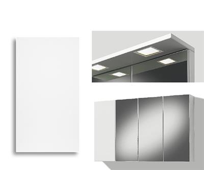 MIRROR CABINET 120CM BASIC DOOR, 3 MIRROR DOORS, LIGHT PANEL LED SQUARE, LEFT