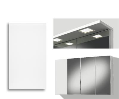 MIRROR CABINET 120CM INTEGRA MATTE DOOR, 3 MIRROR DOORS, LIGHT PANEL LED SQUARE, LEFT