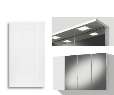 MIRROR CABINET 120CM TORINO DOOR, 3 MIRROR DOORS, LIGHT PANEL LED SQUARE, LEFT