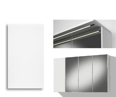 MIRROR CABINET 120CM INTEGRA MATTE DOOR, 3 MIRROR DOORS, LIGHT PANEL LED STRIP, LEFT, COLLECTED