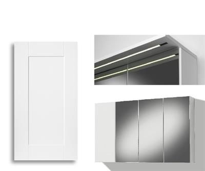 MIRROR CABINET 120CM TORINO DOOR, 3 MIRROR DOORS, LIGHT PANEL LED STRIP, LEFT