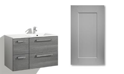 TRISTAN SINK CABINET 90CM, SIRENA GREY DOOR, 4 DRAWERS, SINK ON THE RIGHT, COLLECTED